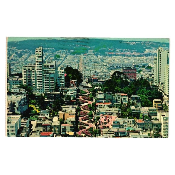 Lombard Street San Francisco Postcard Marino Brothers Vintage Crookedest Street - Picture 1 of 2